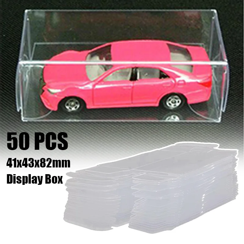 50pcs Clear PVC Cases 1/64 Protector Car Toy Display Showcase for Collectibles Dolls Action Figures Toys Miniature Figurines