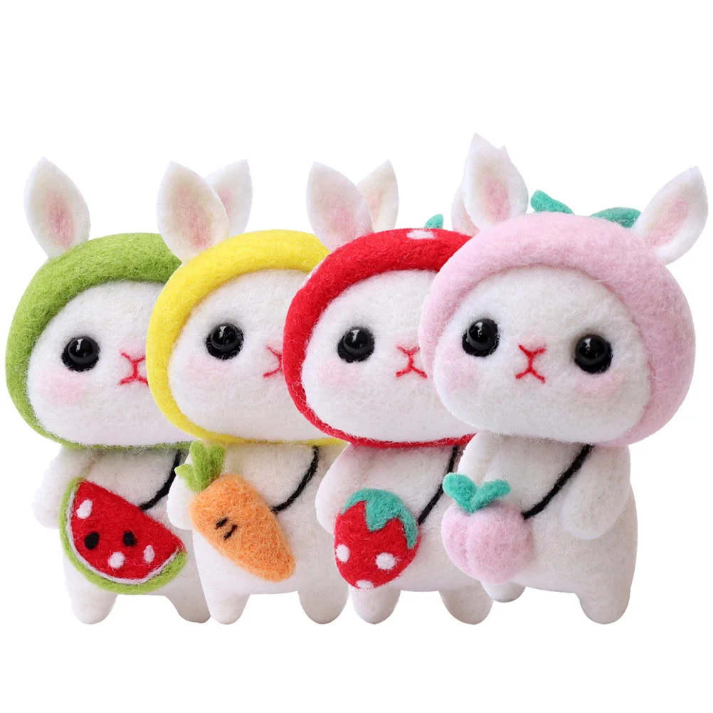 

4 Sets Year Felt Stitching Tools Wool Felt DIY Kits Mini Rabbit Needle Felting Materials R Practical Craft