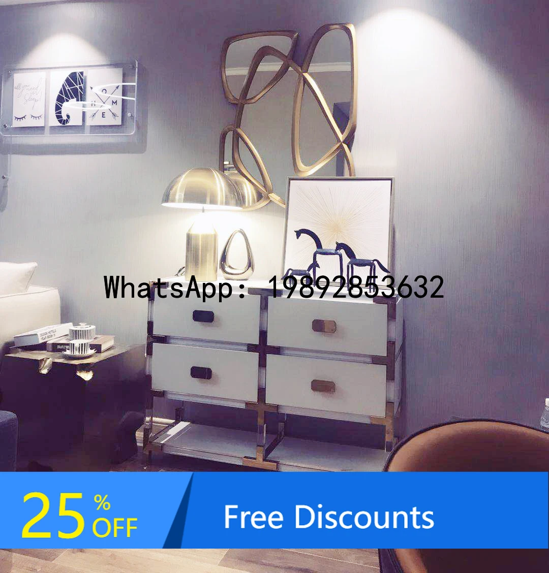 BF  High Transparency Acrylic Chest of Drawers with White Cabinet Body Matching gold Pieces