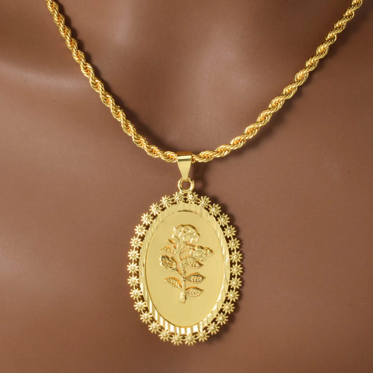 Middle East Islamic Jewelry Arabic Calligraphy Pendant Necklace Muslim Gold Color Charm Jewelry For Women Men Anniversary