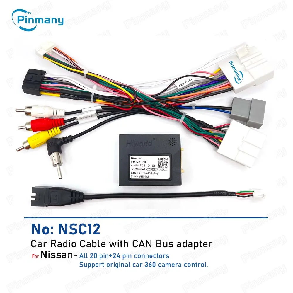 Cable de Radio para coche, conector de arnés de cables NSC12 con decodificador de autobús CAN para Nissan x-trail Juke Rogue Kicks Micra Qashqai Rogue Sentra