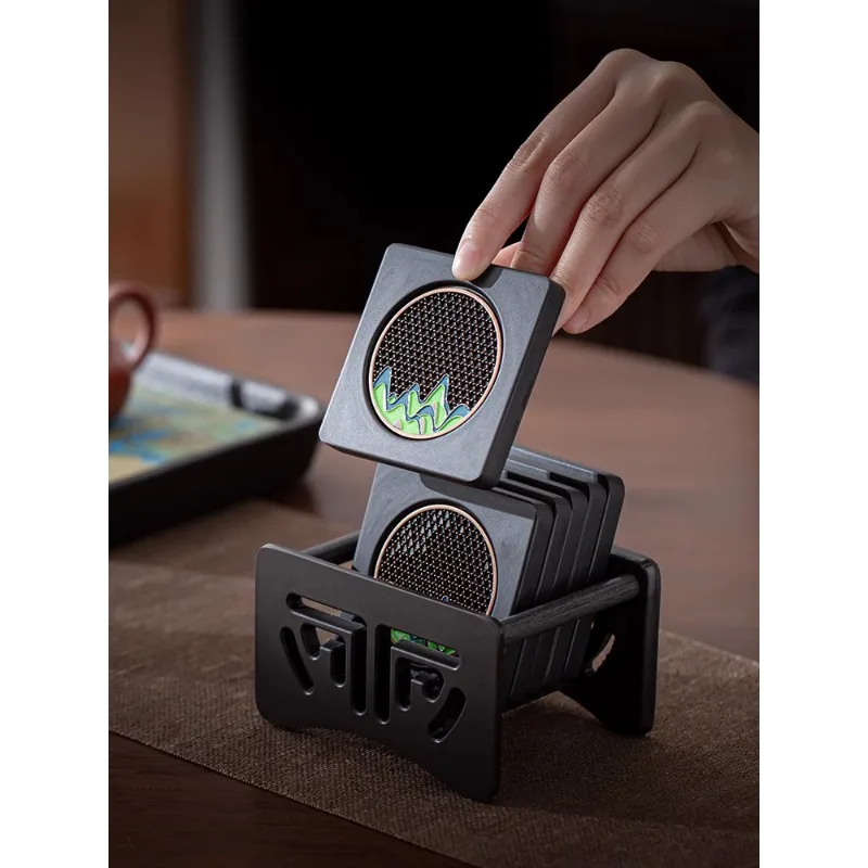 

Electric Shock Wooden Coaster Square Heat Insulation and Anti Slip Mug Mat Reusable Tea Cup Pads Kitchen Tableware Pad Dining