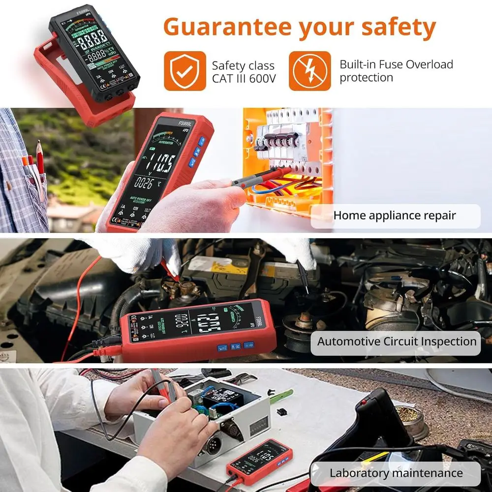 Rechargeable Smart Multimeter with 5.0 Inch Color Screen - 6000 Count Smart Multi Testers, True RMS Autoranging Multimeter, NCV,