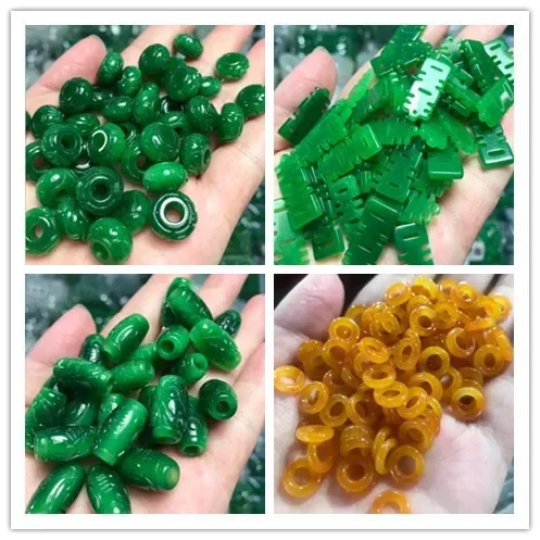 5pc Natural A Green Jade Beads DIY Bracelet Bangle Charm Jadeite Jewellery Fashion Accessories Amulet Gifts for Women Men