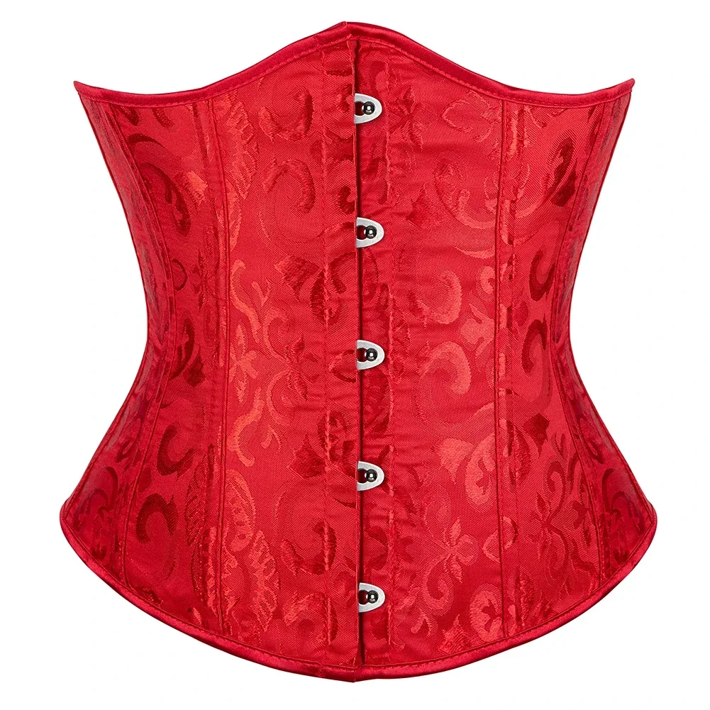 Vintage Underbust Corset Top Women Gothic Jacquard Plastic Bones Basques Body Shaper Sliming Waist Trainer Bustier