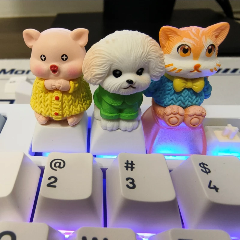 Cute Artisan Keycap Cartoon Animal Crossing Cherry Profile Keycaps for Mechanical Keyboard Cross Shaft DIY Custom Keycaps Gift
