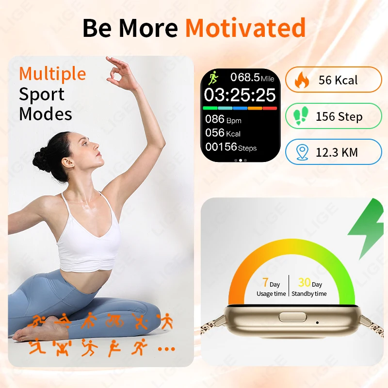 LIGE 2025 New 1.83 Inch Smart Watch Waterproof Alarm Clock Watches Women Bluetooth Call Smartwatch Men Sport Smartwatches Ladies - Image 2