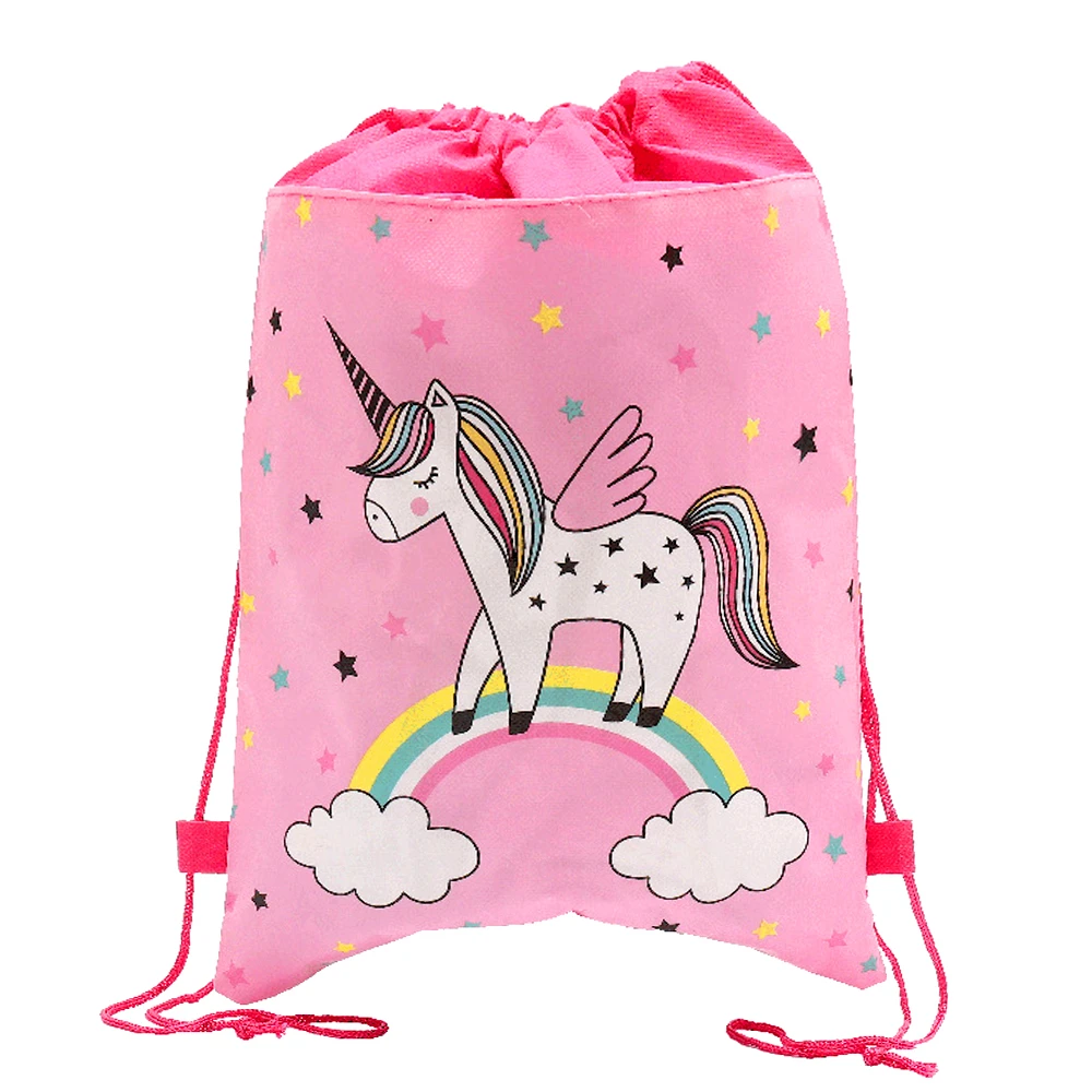 Unicorn Theme 1pcs/lot Mochila Non-woven Fabrics Drawstring Birthday Party Kids Girls Favors Gifts Bags Decorate Backpack