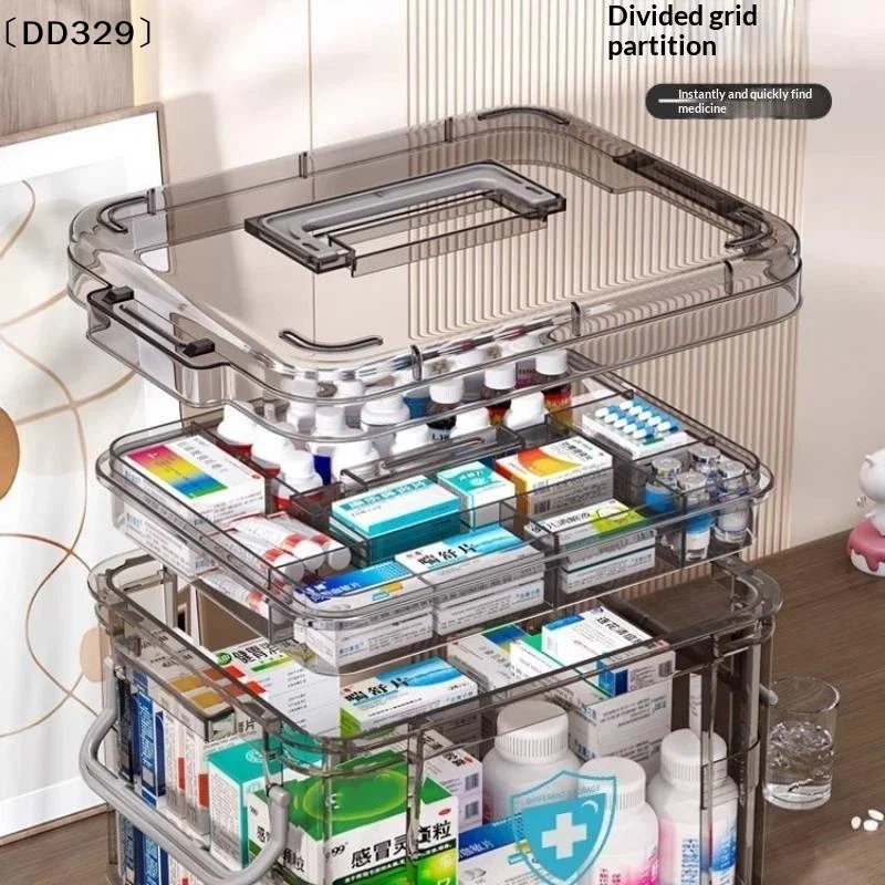 With Rectangular Lid Transparent Waterproof Medicine And First Aid Storage Box Double-Layer PP Plastic Medicine Box〔DD329〕