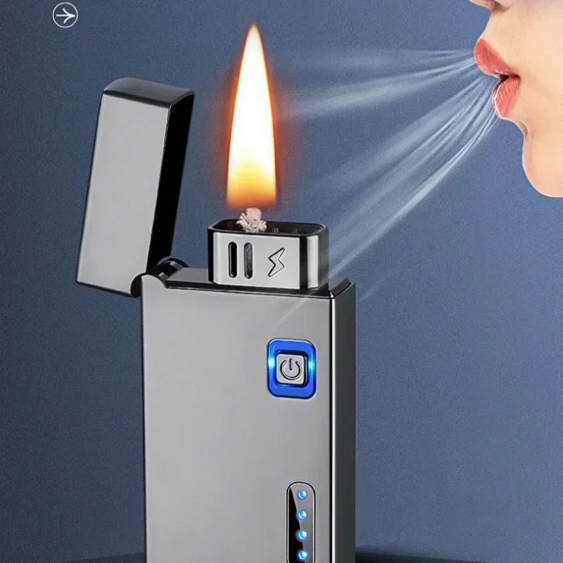 Intelligent Voice Control Ignition Windproof Kerosene Lighter Creative 5 Ignition Methods Power Display Type-C Electric Lighters