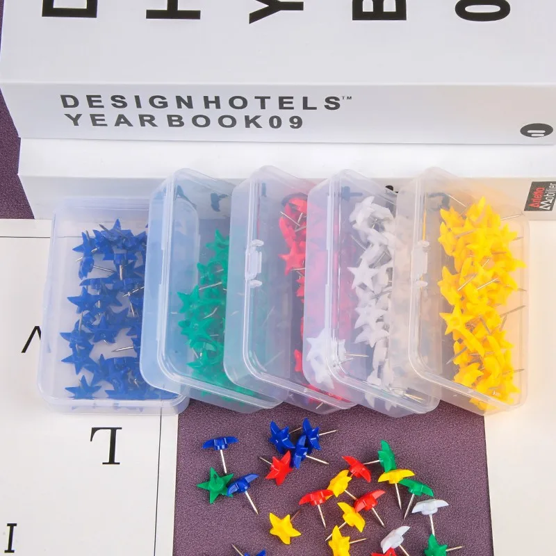 pentagram shape 50pcs Plastic Quality Cork Board Safety Colored Push Pins Thumbtack Office School Accessories Supplies