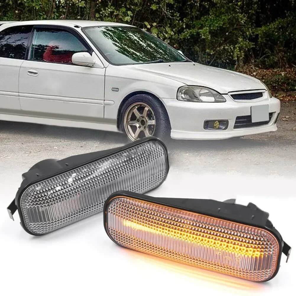 1Pair Fender Side Marker Lamp Clear Lens Amber Error Free Led Light For Honda Civic EK EJ RD 1996-2001 Turn Signal