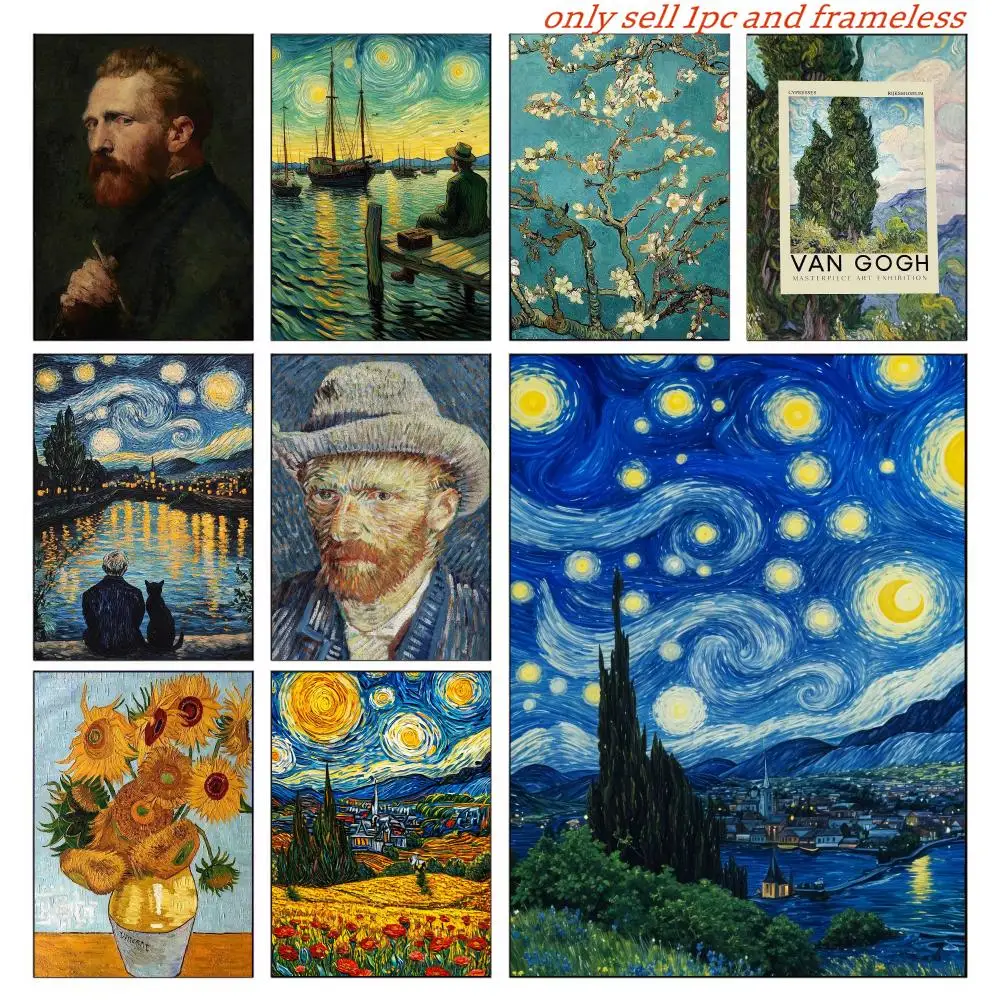 V-vincent Van Gogh Art Poster Wall Art Poster Pictures, Aesthetic Home Decor For Living Room Bedroom Office