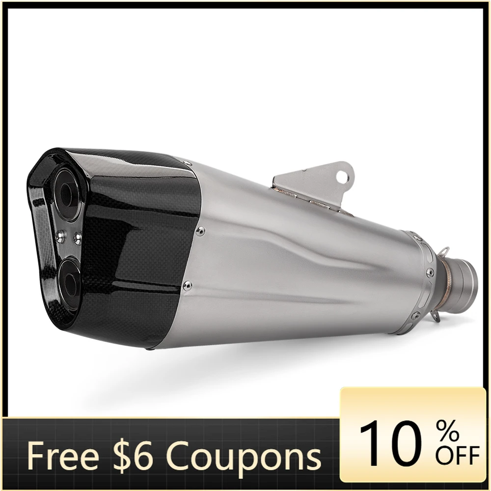 

STLF 51MM Motorcycle Carbon Fiber Exhaust Pipe Double Hole Exhaust Pipe Stainless Steel High Quality cbr650 z900 k165