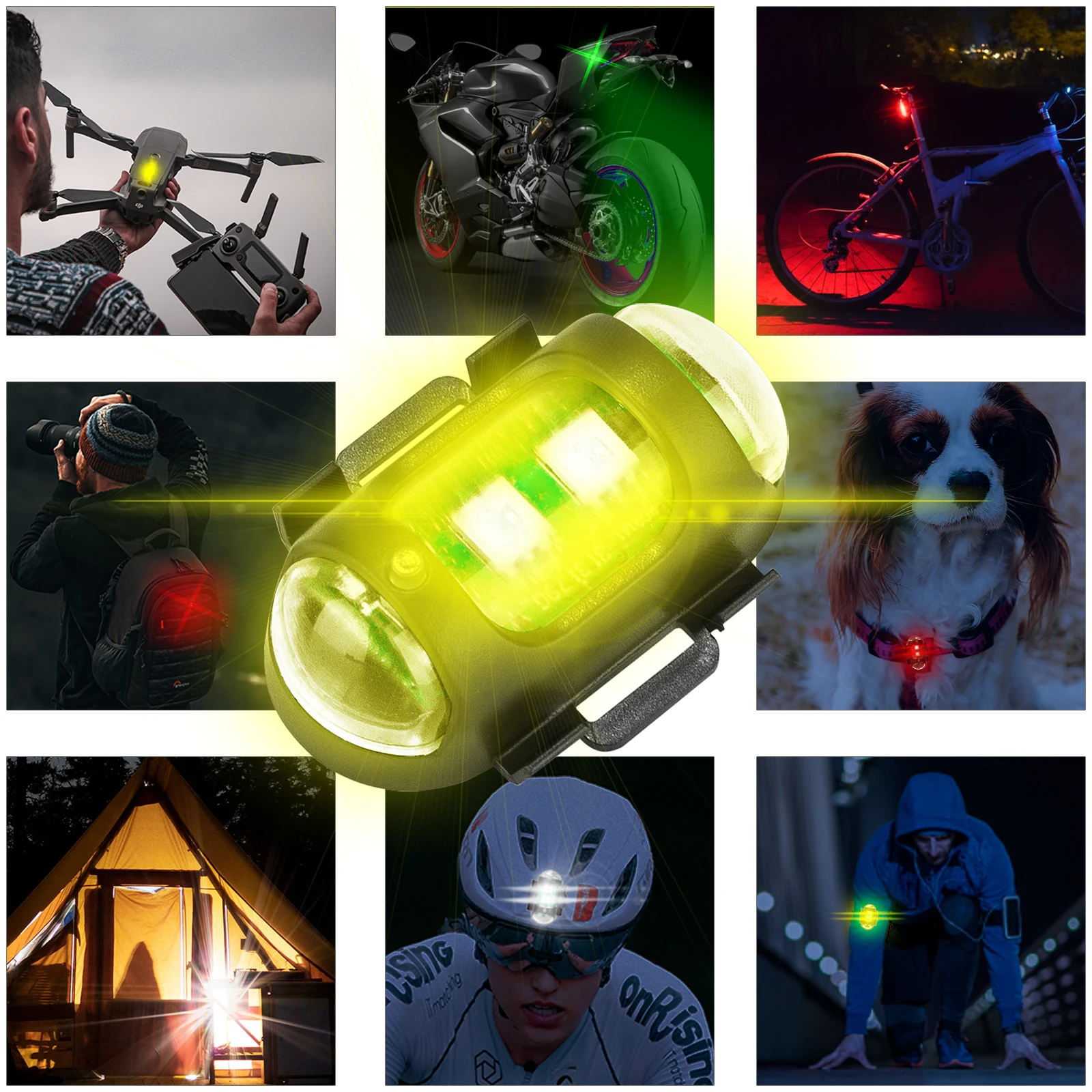 SETTO LED Anti-Collision ไฟเตือนไฟสัญญาณ Mini Light Light Drone พร้อม Strobe Light 4สี RGB เลี้ยวสัญญาณรถจักรยานยนต์