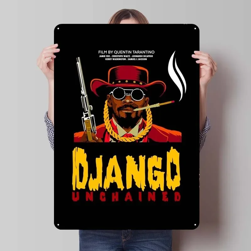 Django Classic Vintage Movie Poster Tinplate Sign Wall Art Decor Retro Metal Signs for Wall Decoration Coffe Bar Art of Murals