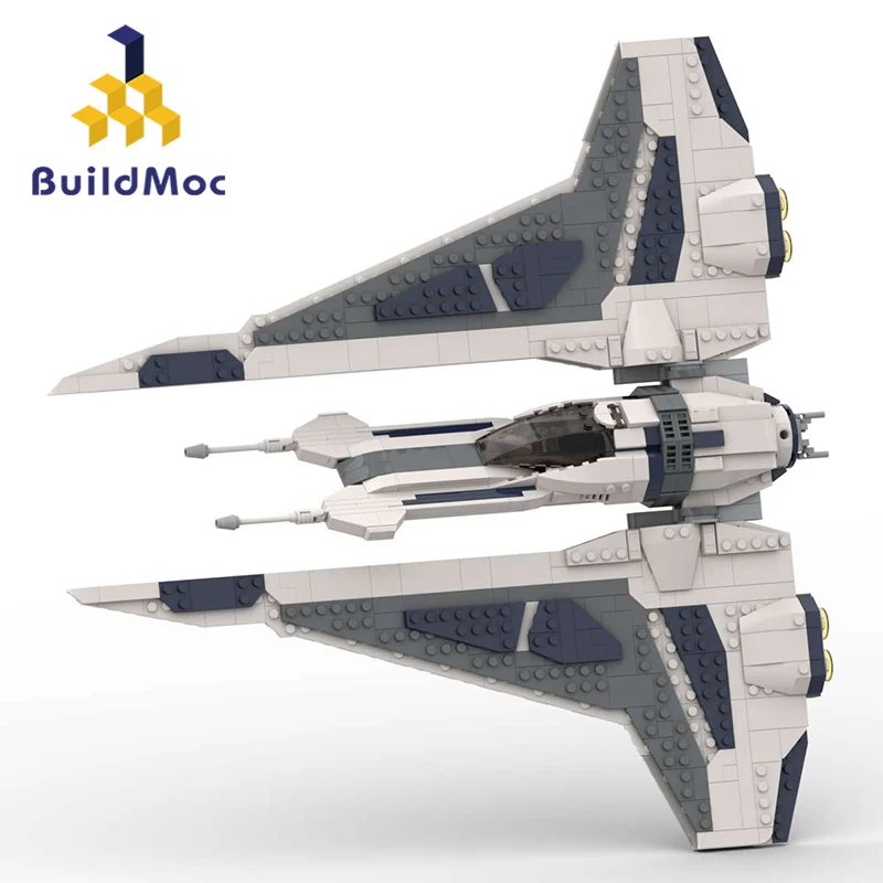 BuildMoc Starfighter Kom\'rk-Class Fighter Building Block Set Space Battle Airship Aircraft Bricks Toy For Children Birthday Gift