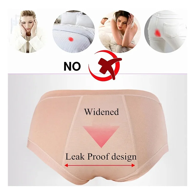 Women Physiological Panties Period Menstrual Underwear Leak Proof with Breathable Hole Lingerie Plus Size L-6XL