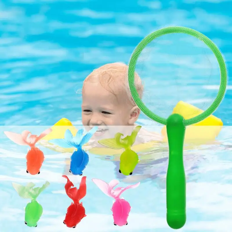 Juguete de pesca para bañera, juego de pesca para piscina y baño con red flotante, juego de captura de peces de animales para verano, niños pequeños y niñas