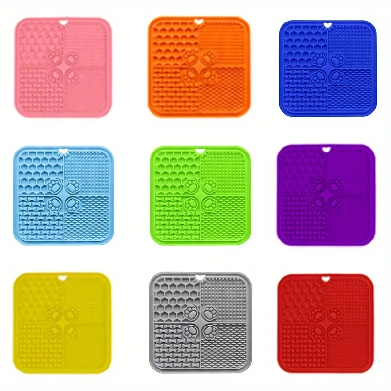 Silicone licking pad Pet Dog Lick Pad Bath Peanut Butter Slow Eating Licking Feeder Cat Lickmat Feeding Dog Lick Mat dog feeder