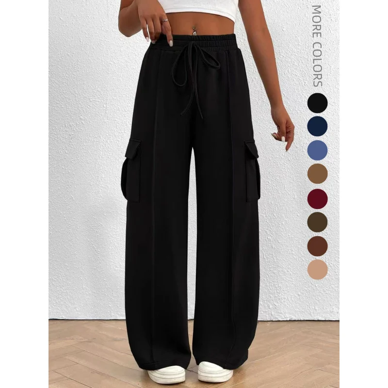 

Женские спортивные осенне-зимние свободные широкие повседневные брюки с карманами