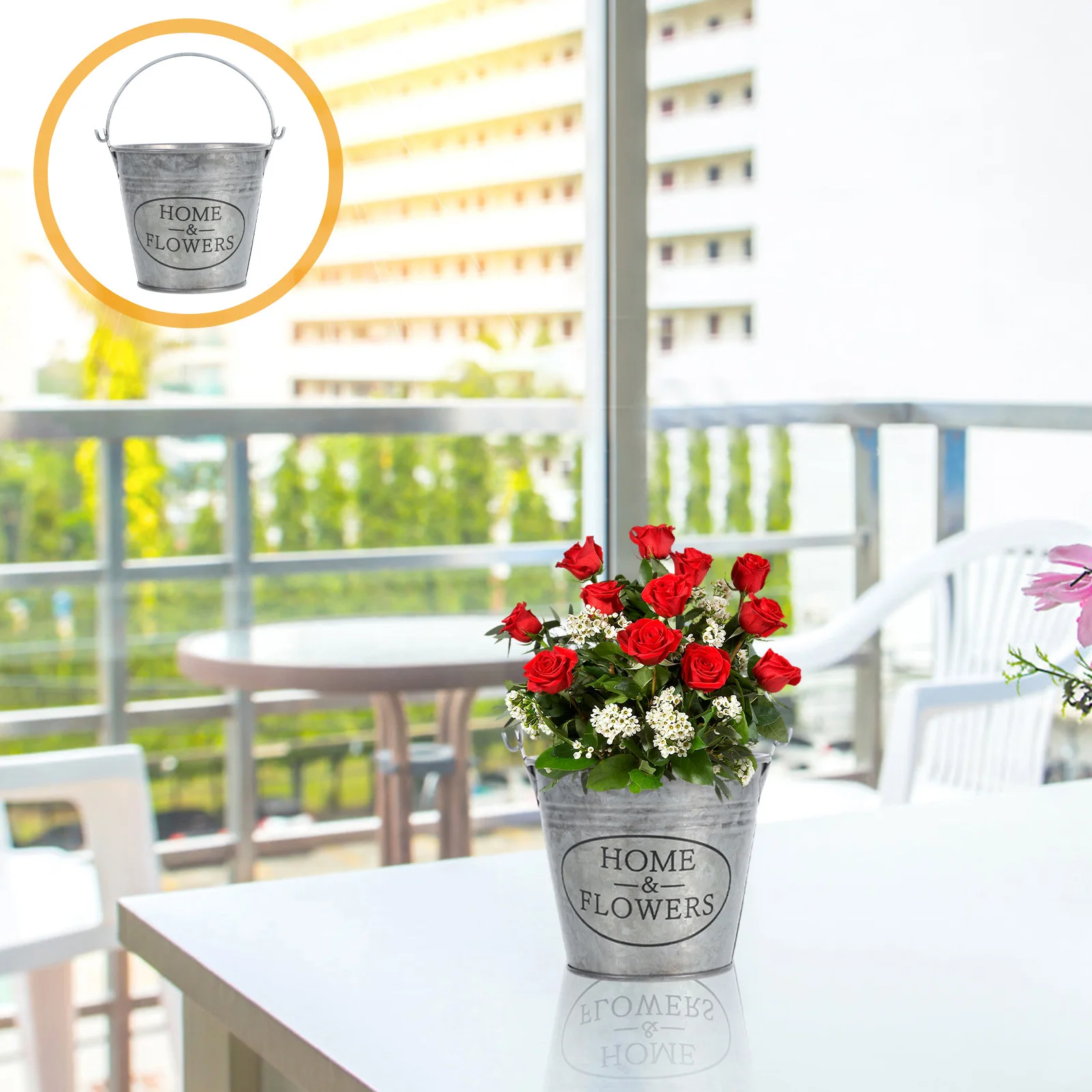 

3pcs Vintage Bucket Retro Metal Garden Decorative Planter Iron Flower Holder For Balcony Courtyard Garden Decoration Tin Flower