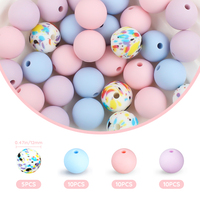 35Pcs/Set Printed Silicone Beads 12mm Round Focal Beads Set DIY Bracelet Pacifier Chain Keychain Necklaces For Jewelry Making