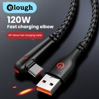 Elough 120W 6A Super Fast Charging Cable Single Elbow Braided Data Cable for Samsung Huawei Fast Charging Cable