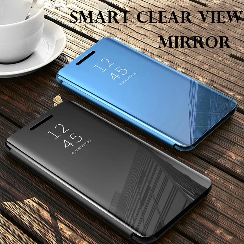 Mirror Clear View Stand Flip Case For Samsung Galaxy A24 4G 5G Plating Plated Phone Cover