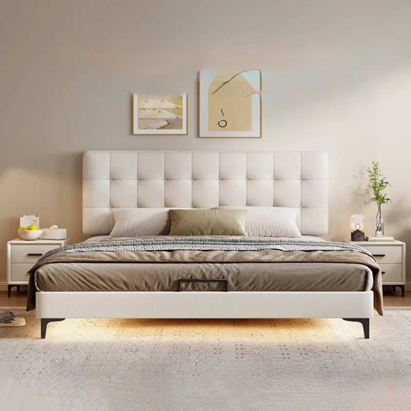 

*All Solid Wood Adjustable Thin Headboard Small-sized Double Bed Mortise and Tenon