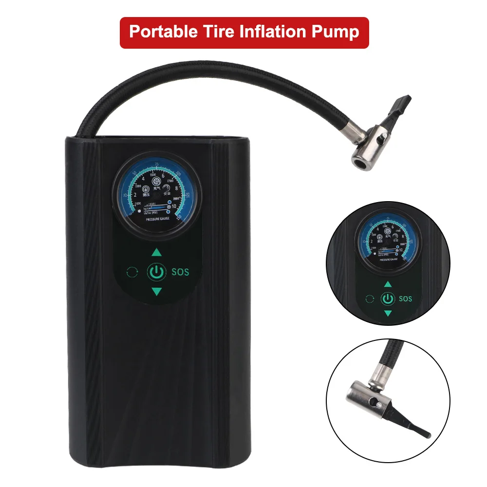 High Precision Motorcycle Tyre Inflator Handheld Air Pump for Motorbike Auto Bicycle Quick Inflating Electric Air Compressor 12V