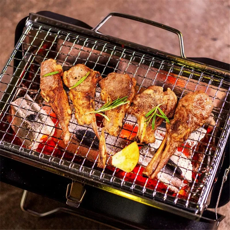 

Tabletop Barbecue Suitcase Grill Charcoal Stove Box Durable Outdoor Camping Picnic Cookware For Patio Backyard