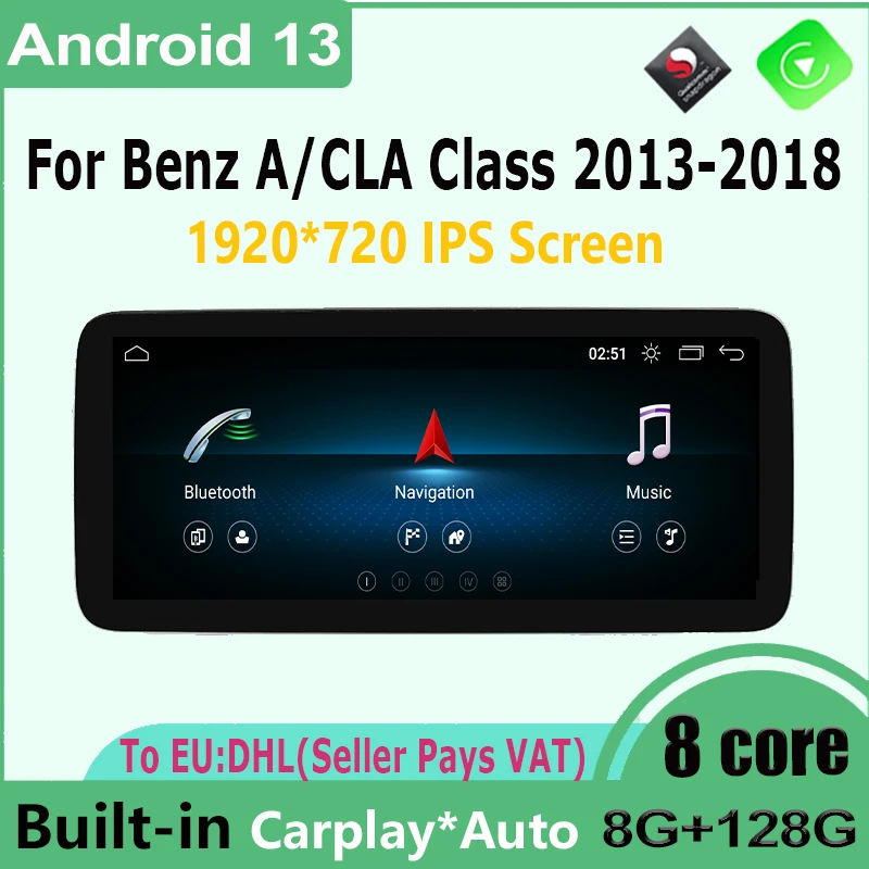 Android 13 Snapdragon Car DVD Multimedia Player For Mercedes Benz A CLA Class W176 C117 X156 W463 GPS Radio Stereo Touch Screen