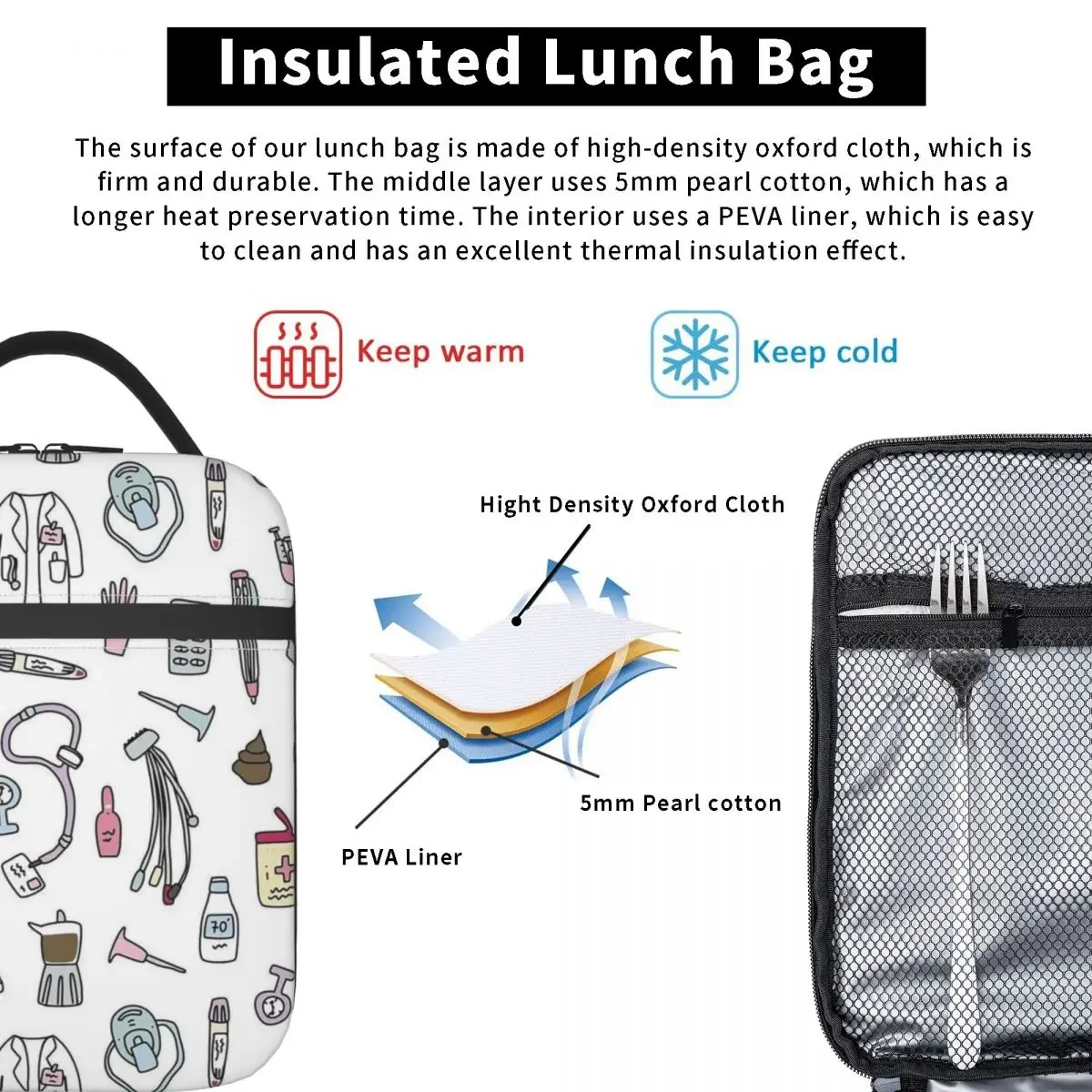 Infermiera Enfermera En Apuros borsa per il pranzo con isolamento termico contenitore per il pranzo portatile da donna per scatola per alimenti multifunzione per la scuola dei bambini