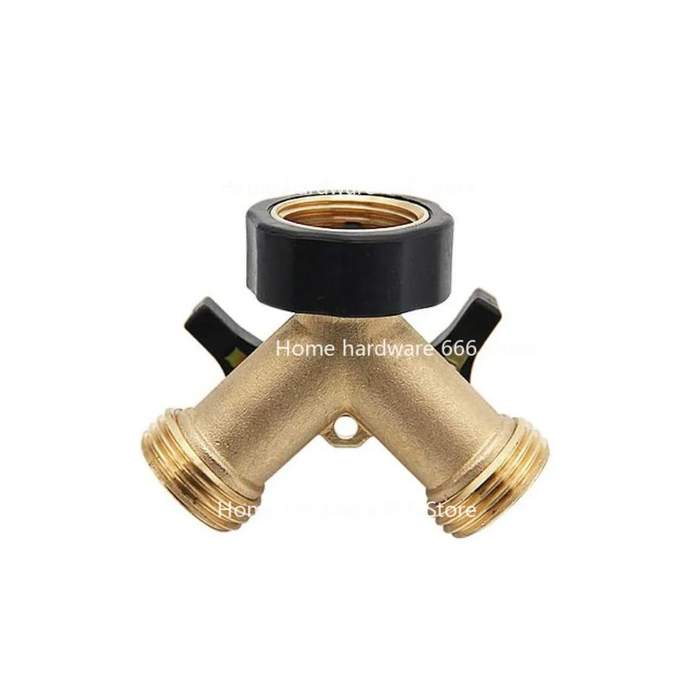 All Copper Garden Two-way Ball Valve American Double-way Ball Valve One Point Two Y-type Water Separator  Brass Hose Connector