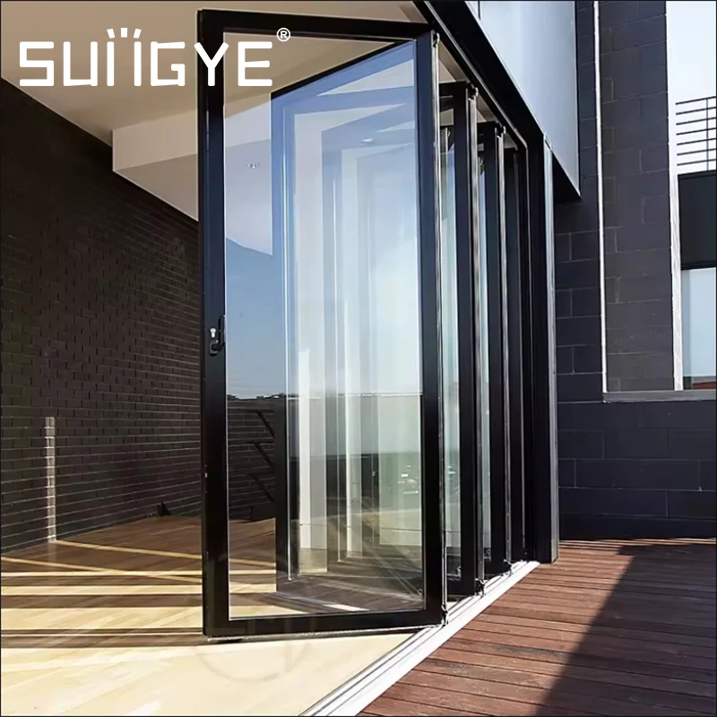 

SUNGYE Exterior Hurricane Proof Bi Folding Door Accordion Folding Glass Door Aluminum Patio Bifold Doors