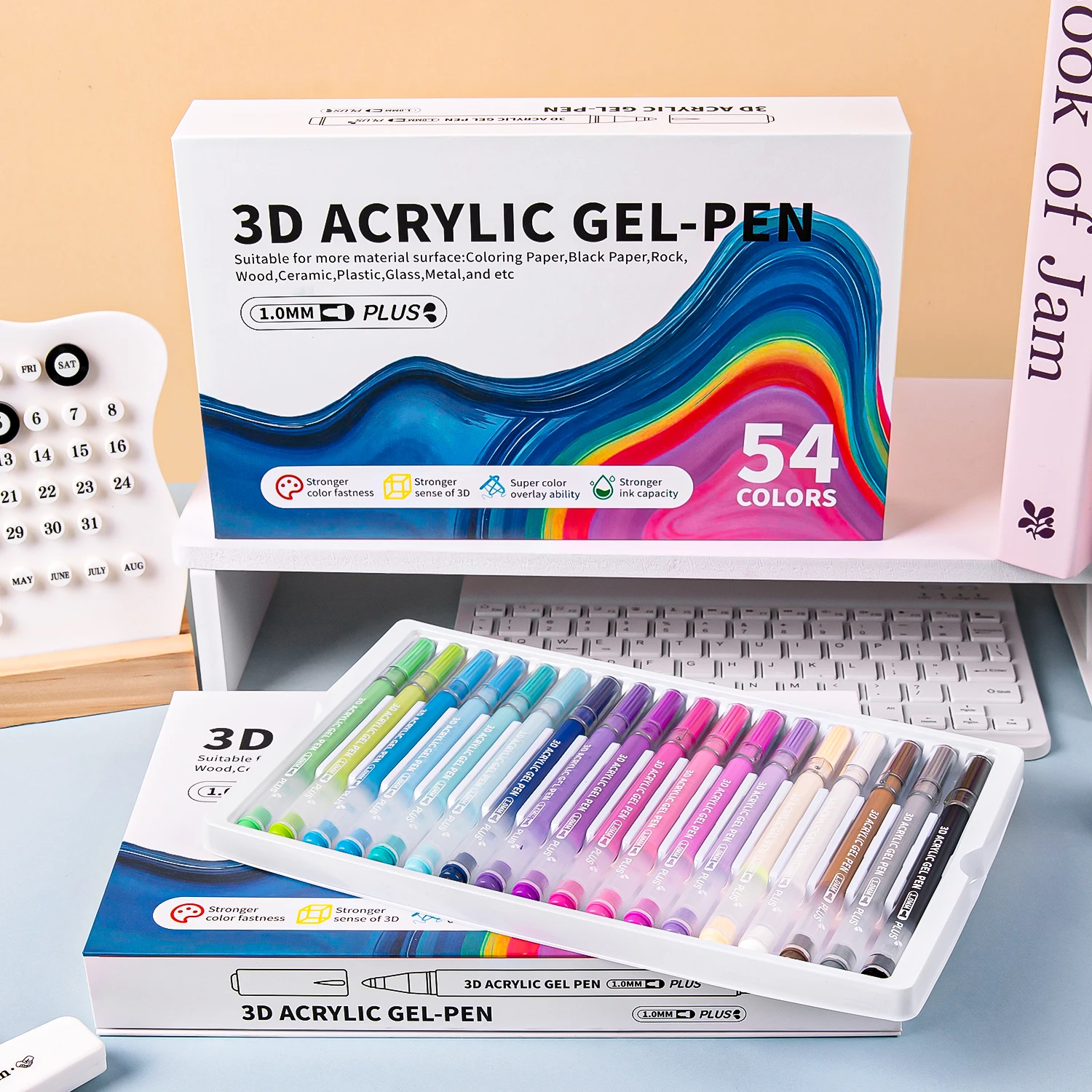 3D Acrylic Gel Pen Set 1.0mm Tip Colorful Paint Pens Waterproof Drawing Marker for Black Paper Scrapbooking DIY Crafts Journal A