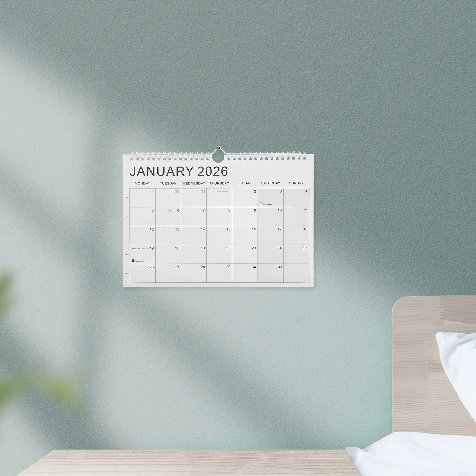 

2026-2027 Planner 18 Month Wall Calendar Spiral Binding Large Monthly Blocks International Holidays Hook for Family School