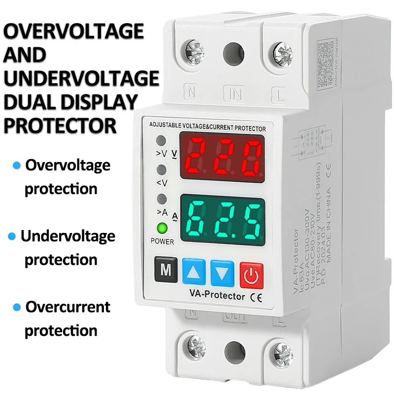 40A/63A Din レール 230V 調整可能な過電圧および不足電圧保護装置プロテクターリレー制限過電流保護