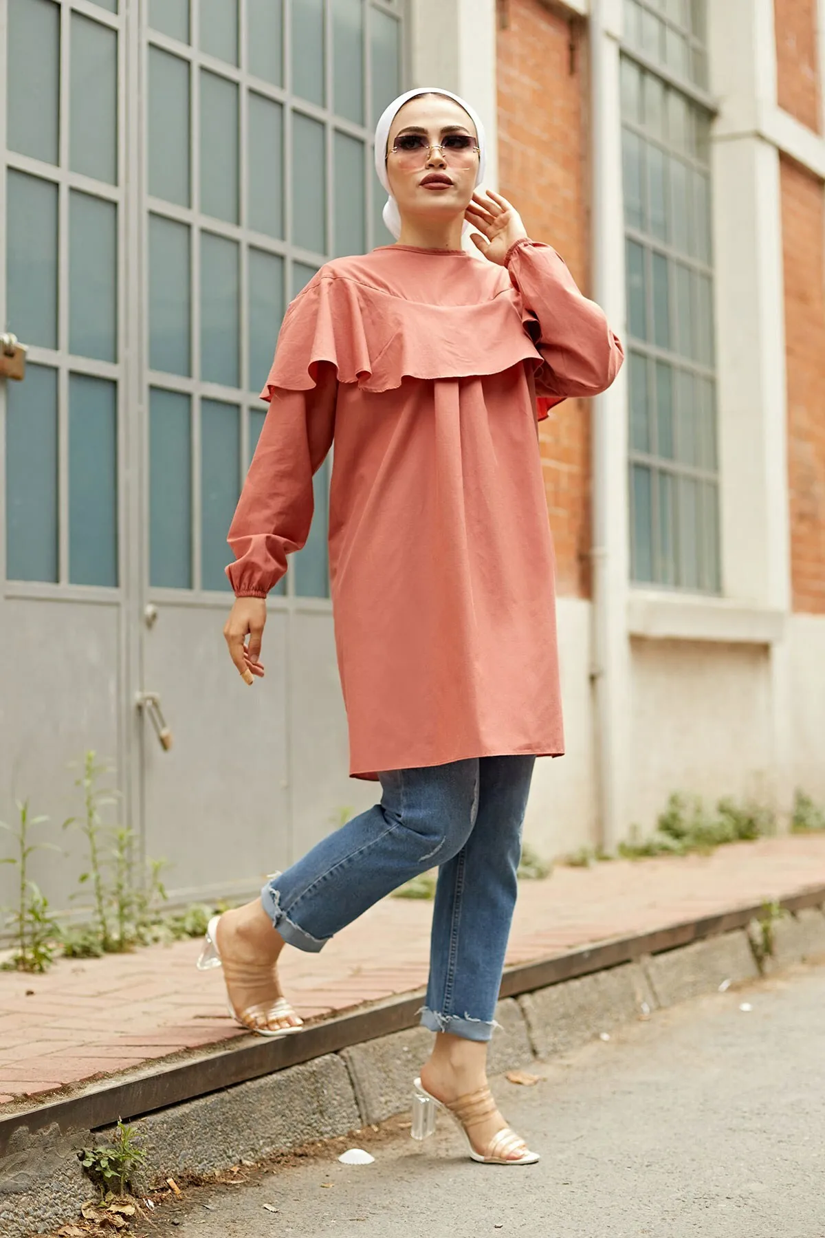 MDI Elizabeth Tunic-Salmon Winter Autumn 2021 Muslim Women Hijab headscarf Islamic Turkey