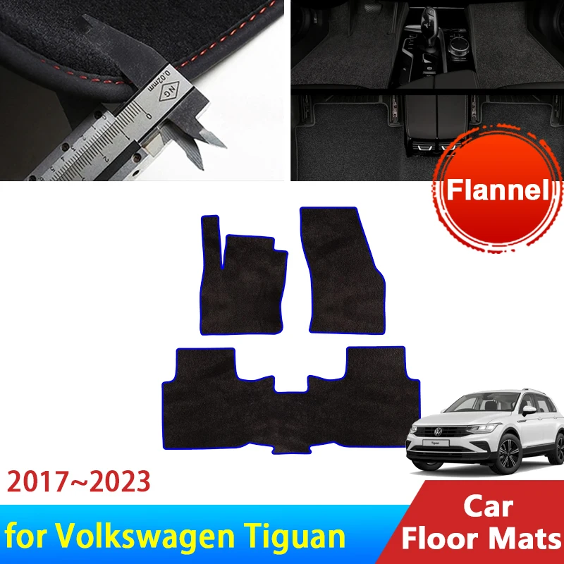 LWB Car Floor Mats For Volkswagen VW Tiguan MK2 BW 2017 2018 2019 2020 2021 2022 2023 Accessories Carpets Foot Pad Auto Parts