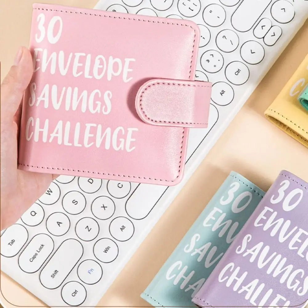PU Leather Cash Saving Challenges Waterproof Handbook Money Budget Binder 30Days Financial Planner Envelope Challenge Binder