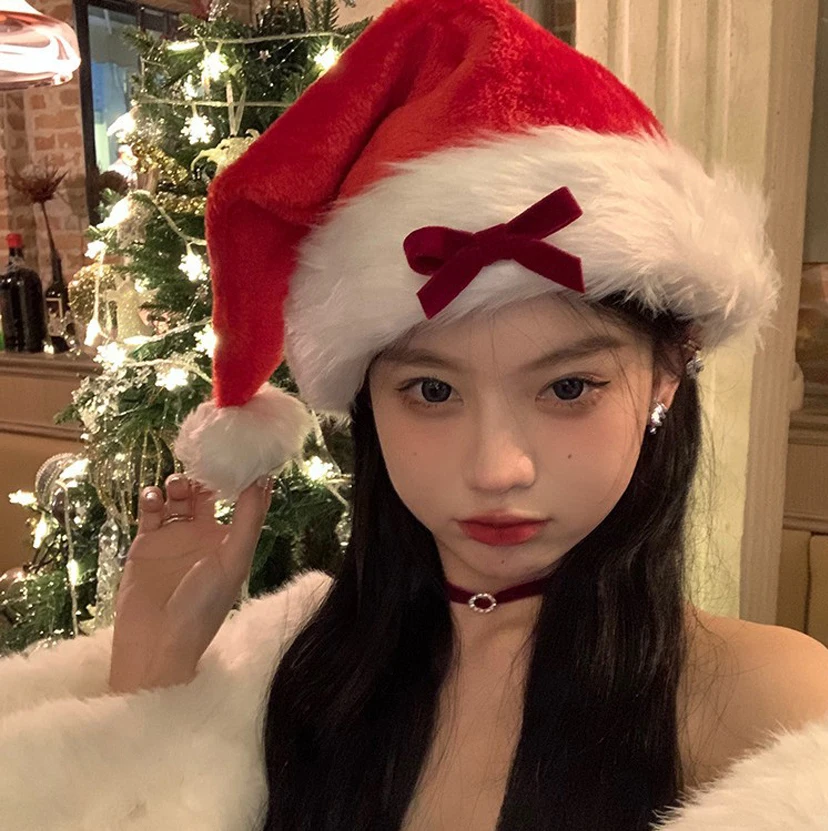 Topi Santa Mewah dengan Pita C - Santa Hat Plush ulasan dan harga