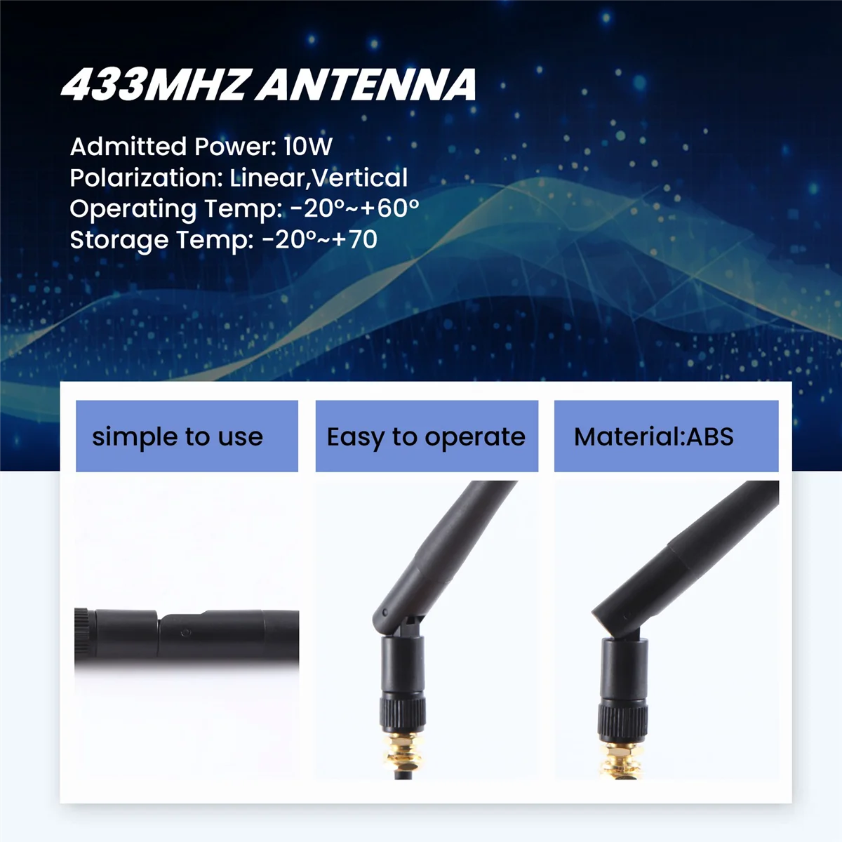 433 Mhz เสาอากาศ 3Dbi GSM RP-SMA ปลั๊กยางกันน้ํา Lorawan เสาอากาศ + IPX ถึง SMA ขนาดเล็กสายขยาย