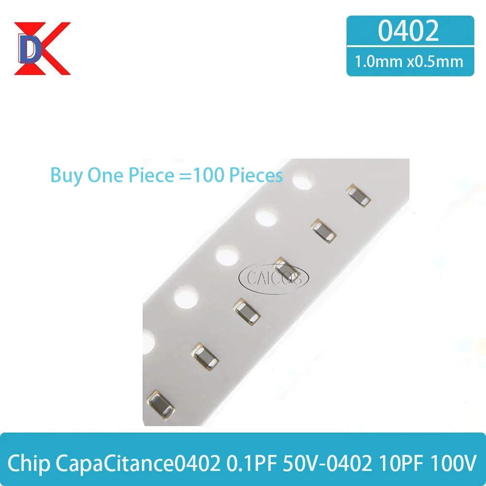 CapacitorSMD 0402 0.1PF 0.2PF 0.3PF 0.4PF 0.47PF 0.5PF 0.6PF 0.6PF 0.7PF 0.75PF 0.8PF 0.82PF 0.9P 1PF 1.1PF 100PCS Surface Mount