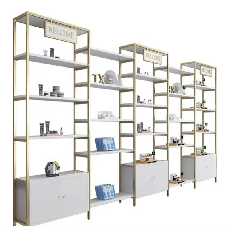 custom.Multideck Cosmetics Shelves Custom  Perfume Showcase Wooden Display Rack Cabinet Stand Beauty Shop Chain Store view 4