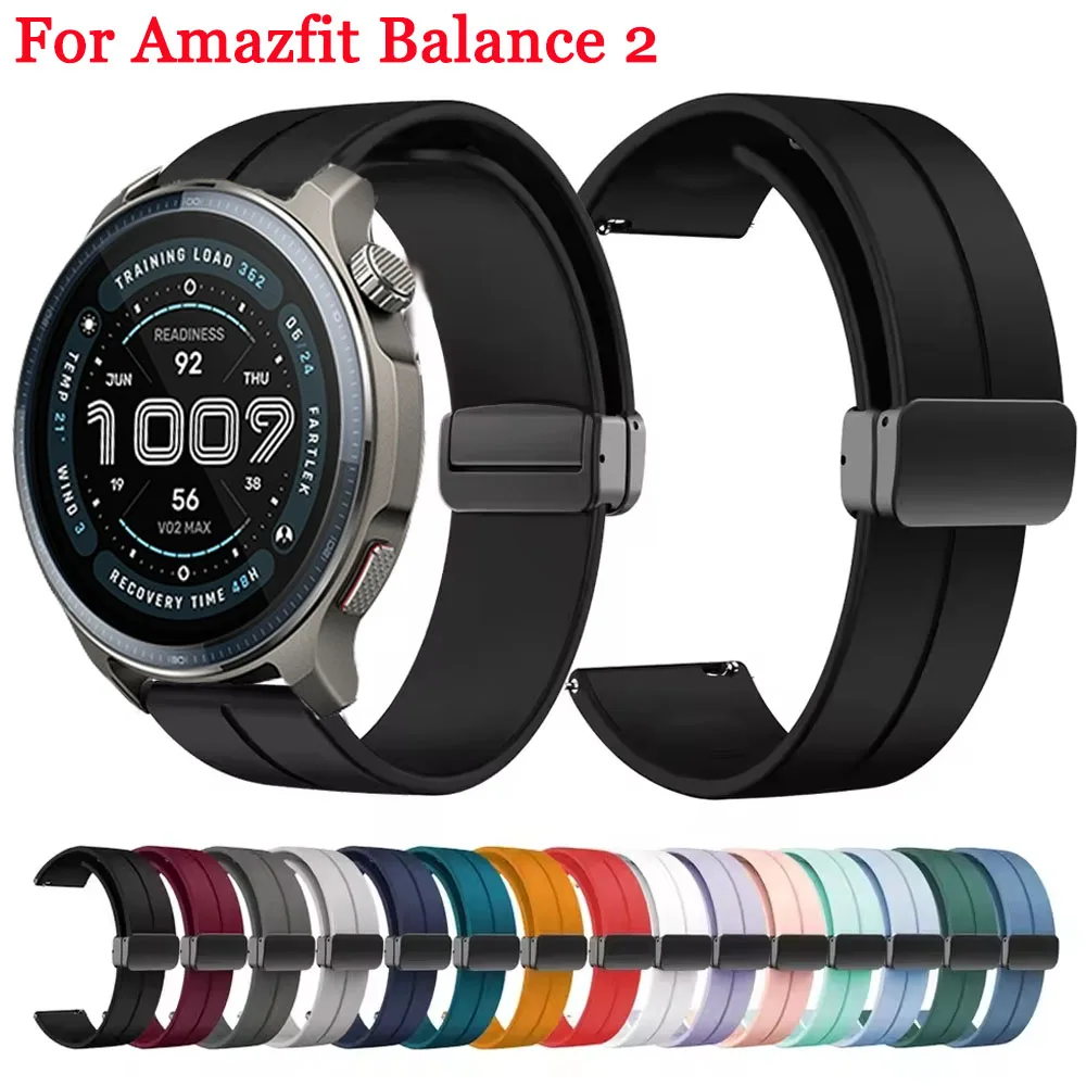 Bracelet magnétique en Silicone, 20mm 22mm, pour Amazfit Balance 2/Bip 6/Bip 5/Bip 5 Unity, pour Amazfit Active 2/GTS 4 3 2