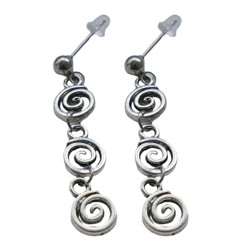 F42F Stylish Vortex Pattern Alloy Dangle Earrings Comfortable Swirl Ear Rings Stylish Accessory for Parties and Daily Use