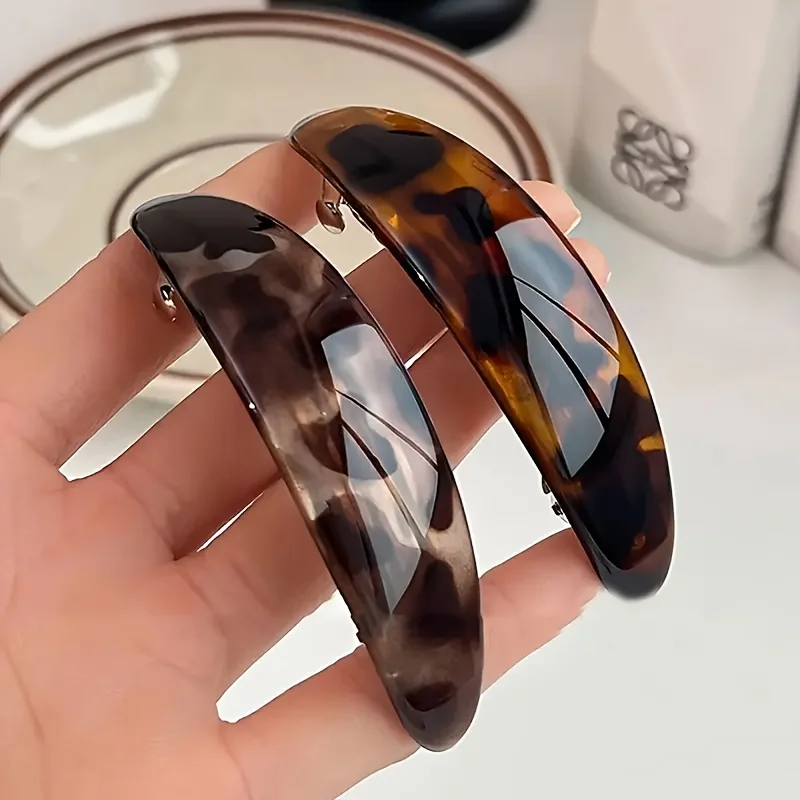 

Elegant Spring Hair Clip - Leopard Print Oval Hairpin, Secure Hold for Buns & Ponytails, Hair Accessories For Women