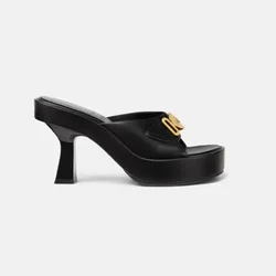 2024New European and American High-heeled Slippers with Thick Soles in The Summer of 2023 Fashion Metal Belt Buckle Show Sandals
